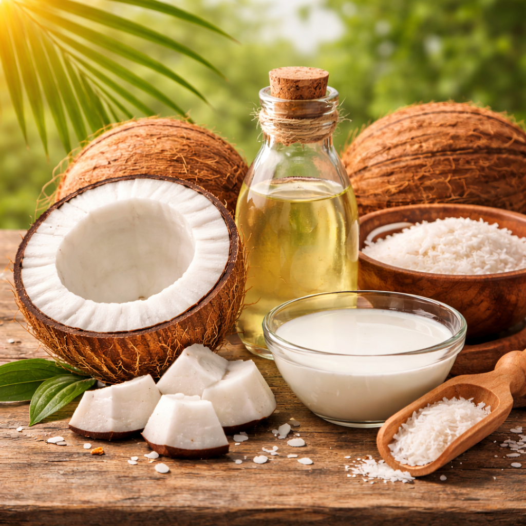 Illustration zum Thema Kokosnuss und Kokosmilch in der Schwangerschaft