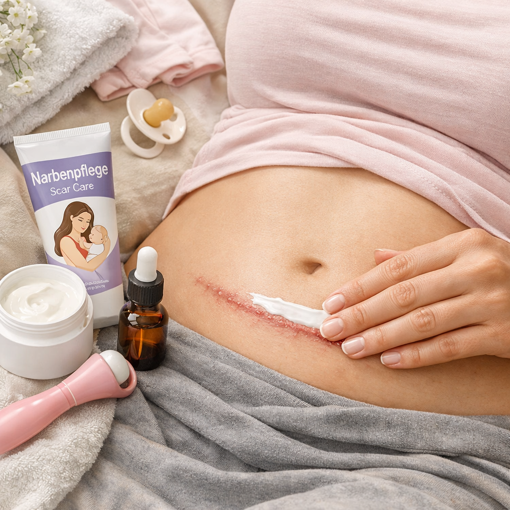 Illustration zur Narbenpflege nach dem Kaiserschnitt
